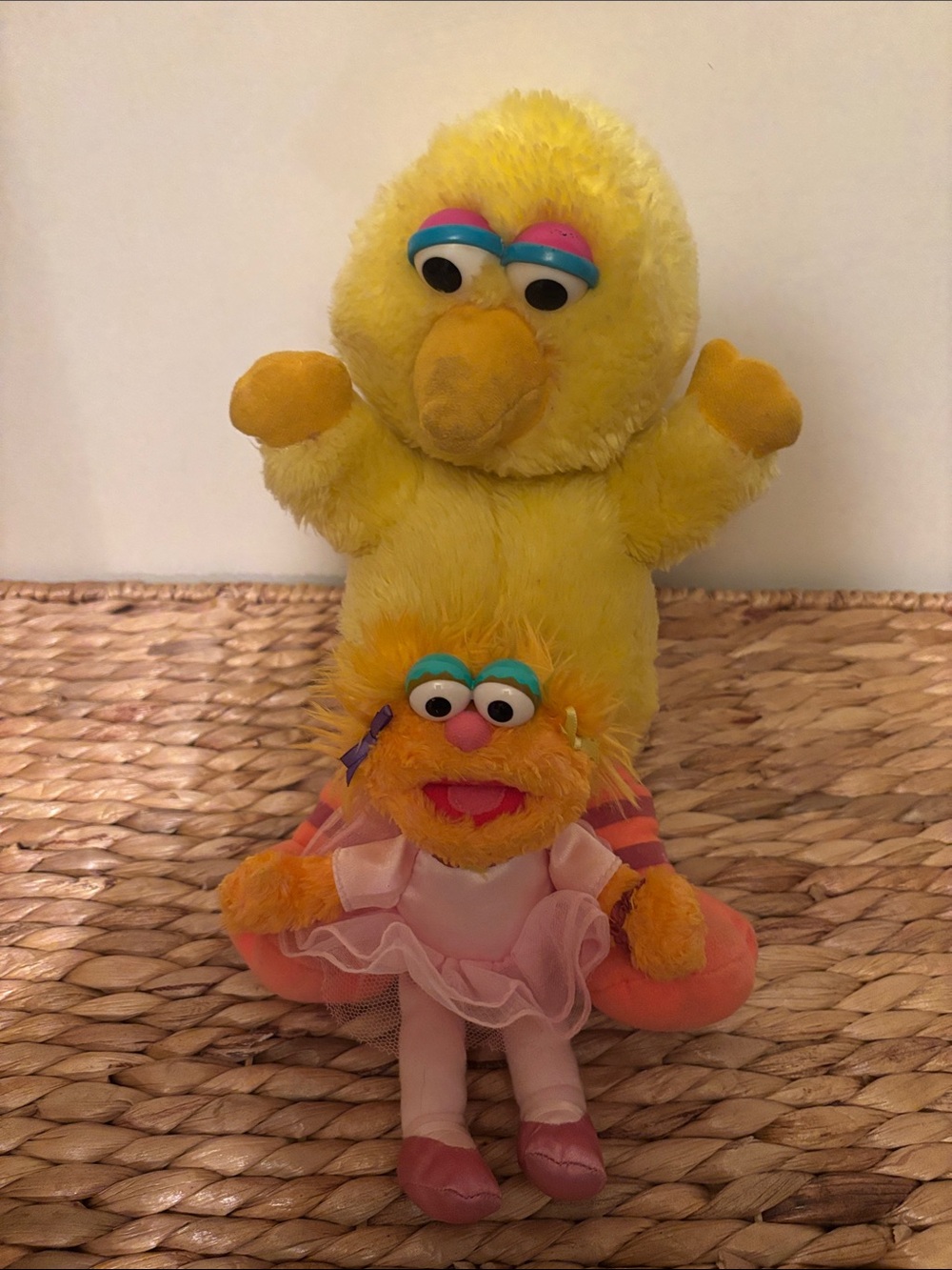 Sesame Street Big Bird 12 inches and Zoe 8 inch Vintage